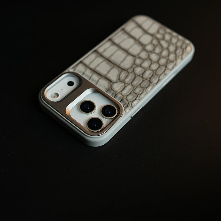 iPhone 17 Series Premium Croc Texture PU Leather MagSafe Case with Metal Camera Frame