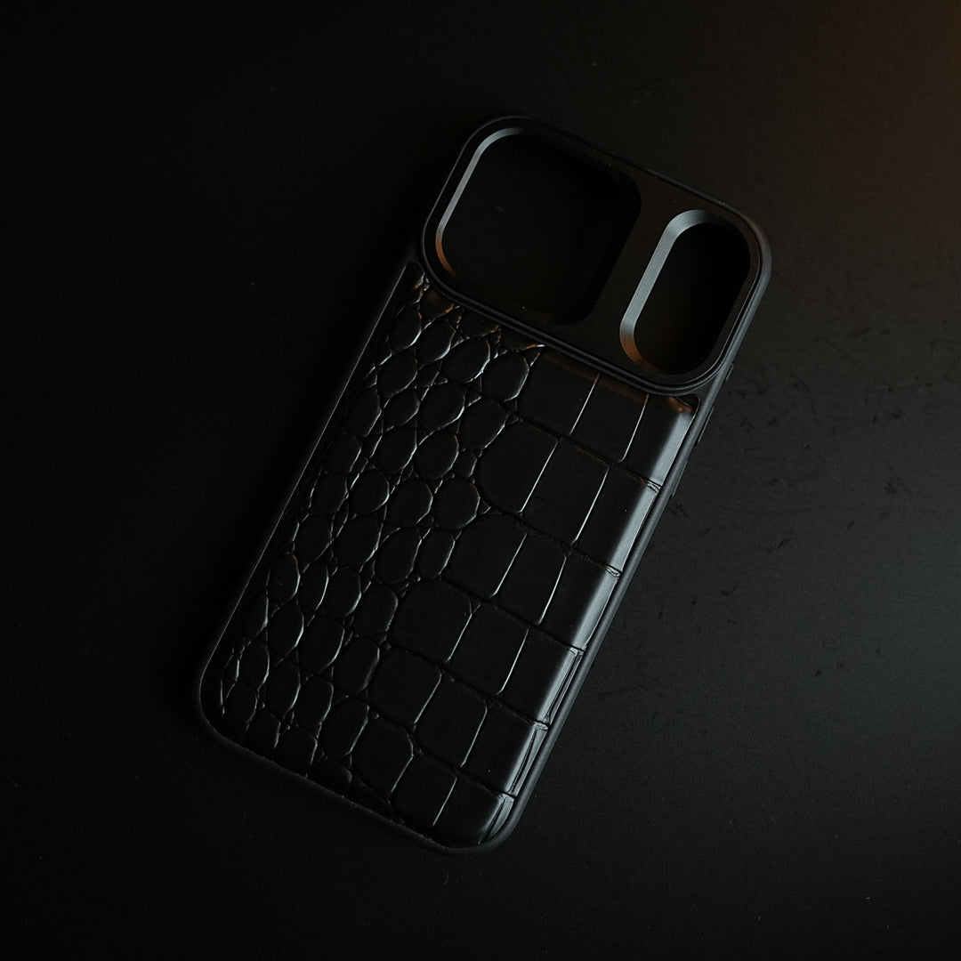 iPhone 17 Series Premium Croc Texture PU Leather MagSafe Case with Metal Camera Frame