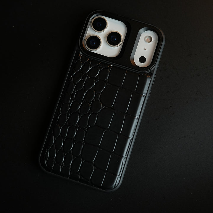 iPhone 17 Series Premium Croc Texture PU Leather MagSafe Case with Metal Camera Frame