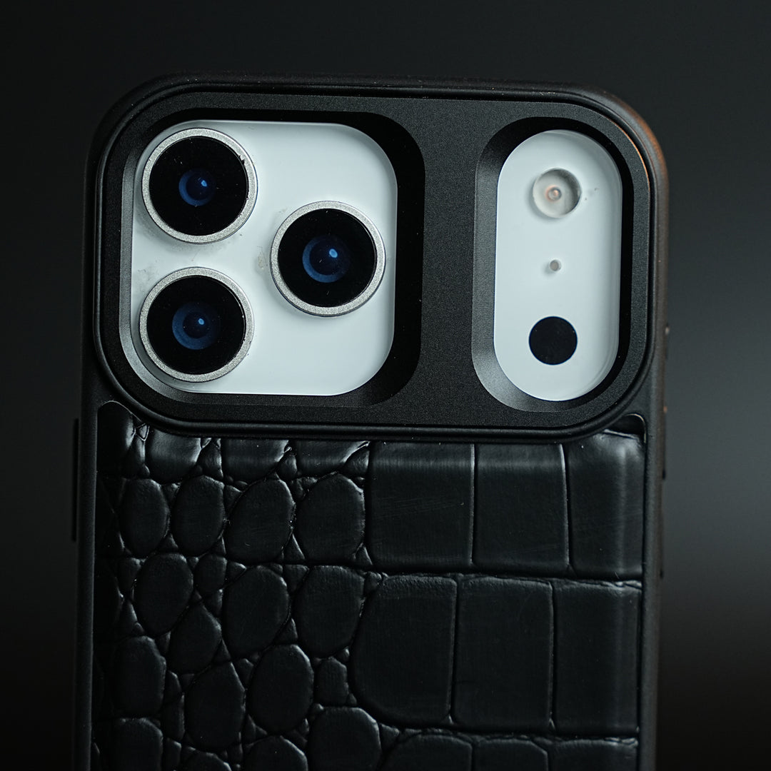 iPhone 17 Series Premium Croc Texture PU Leather MagSafe Case with Metal Camera Frame