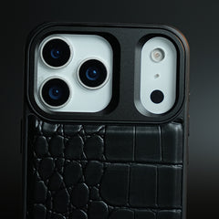 iPhone 17 Series Premium Croc Texture PU Leather MagSafe Case with Metal Camera Frame