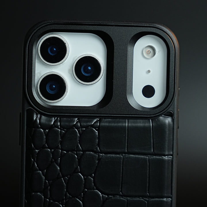 iPhone 17 Series Premium Croc Texture PU Leather MagSafe Case with Metal Camera Frame