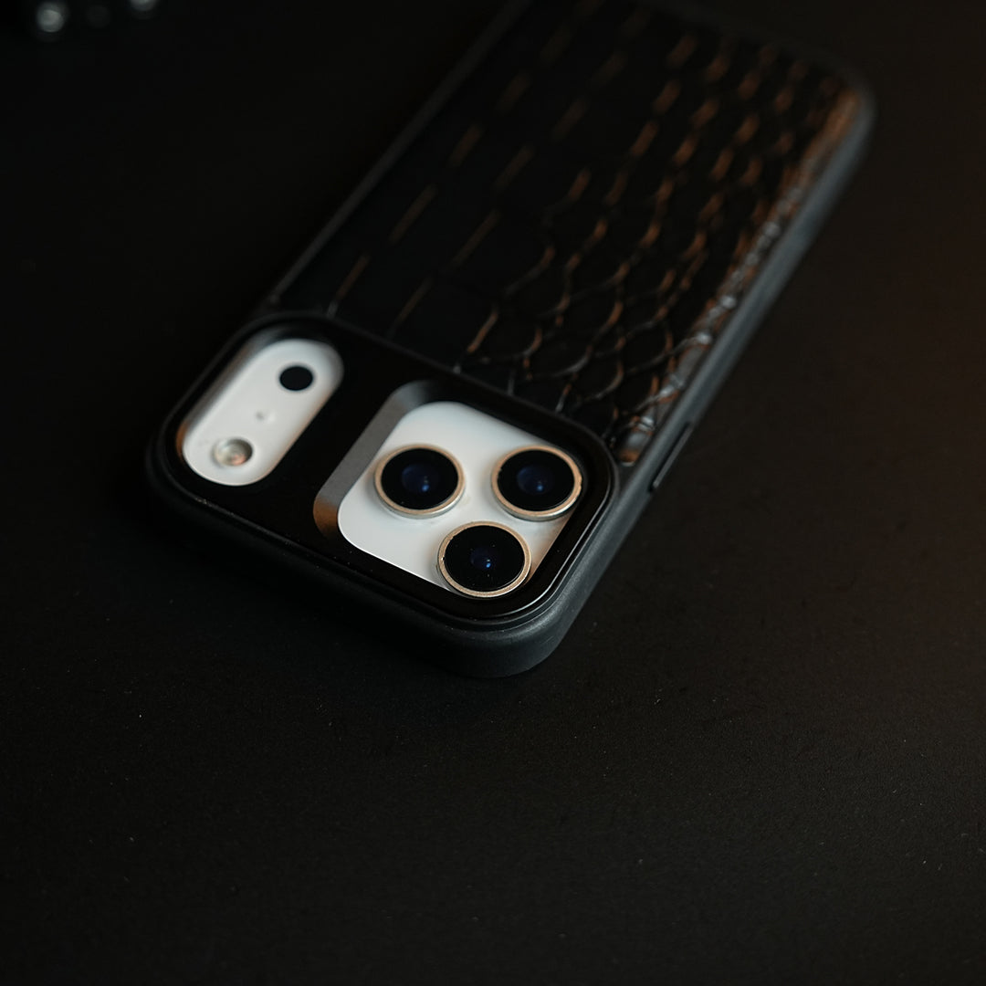 iPhone 17 Series Premium Croc Texture PU Leather MagSafe Case with Metal Camera Frame