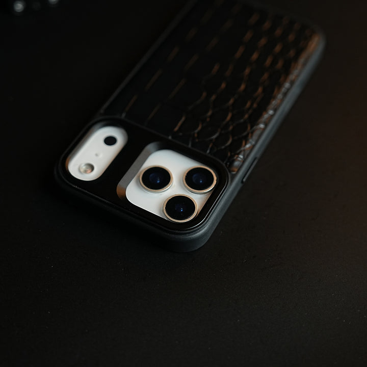 iPhone 17 Series Premium Croc Texture PU Leather MagSafe Case with Metal Camera Frame