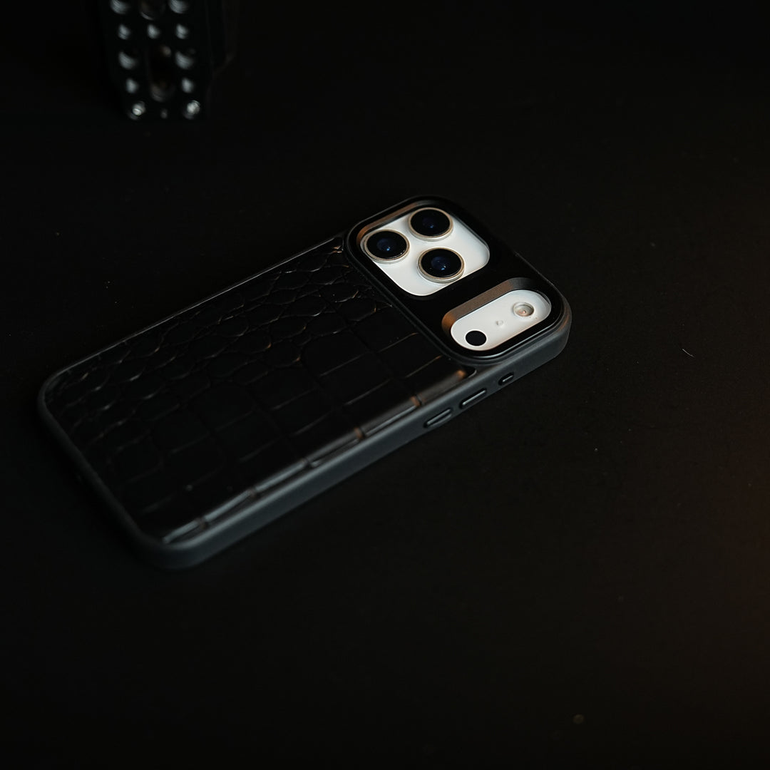 iPhone 17 Series Premium Croc Texture PU Leather MagSafe Case with Metal Camera Frame