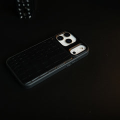 iPhone 17 Series Premium Croc Texture PU Leather MagSafe Case with Metal Camera Frame