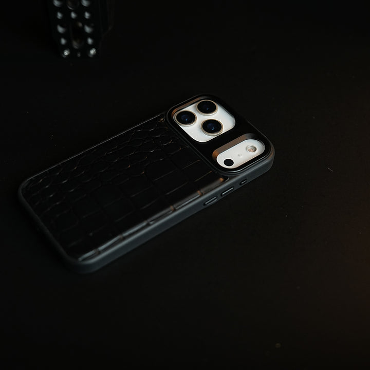 iPhone 17 Series Premium Croc Texture PU Leather MagSafe Case with Metal Camera Frame