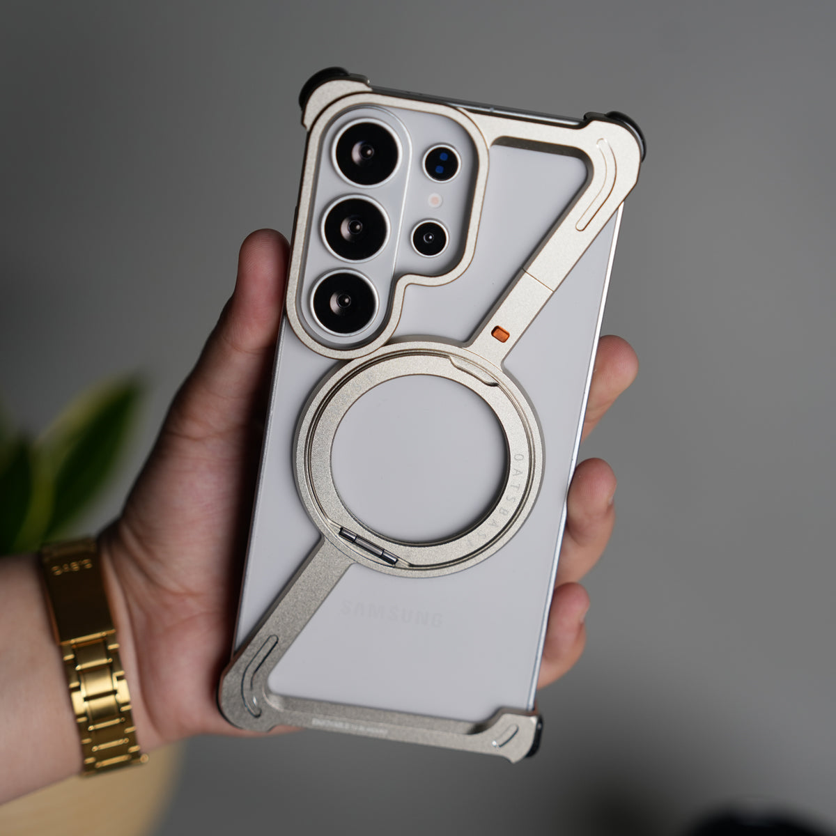 Galaxy S26 Ultra Z Shape Aluminum Metal Rotating Kickstand Frameless Design