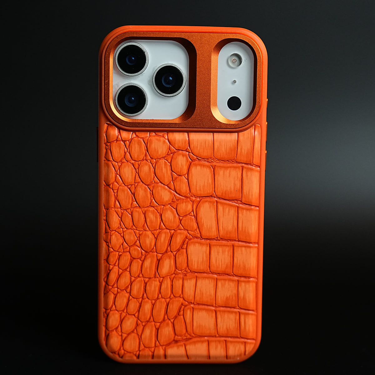 iPhone 17 Series Premium Croc Texture PU Leather MagSafe Case with Metal Camera Frame