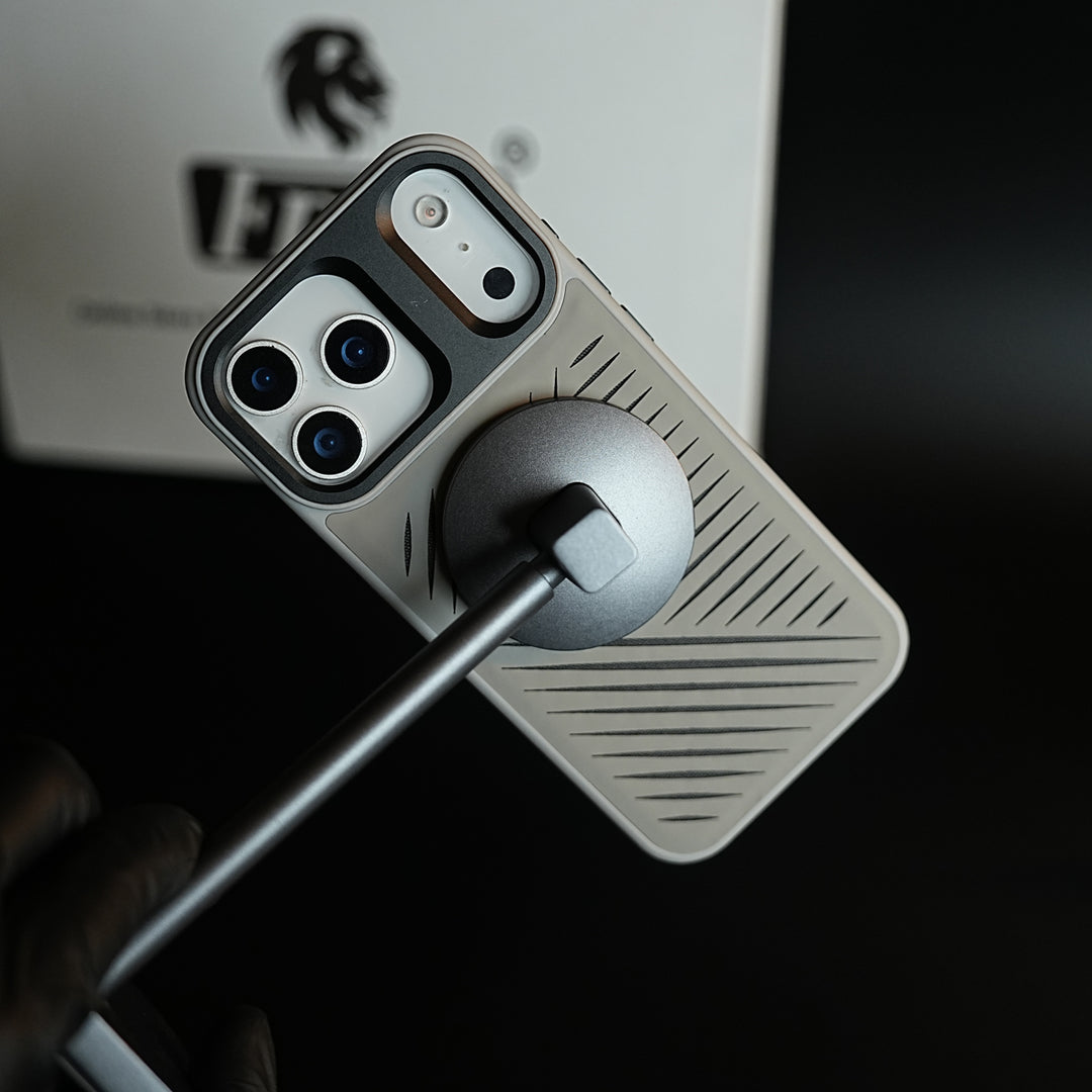iPhone 17 Series Premium PU Leather Cut Pattern MagSafe Case with Metal Camera Frame
