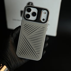 iPhone 17 Series Premium PU Leather Cut Pattern MagSafe Case with Metal Camera Frame