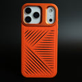 iPhone 17 Series Premium PU Leather Cut Pattern MagSafe Case with Metal Camera Frame