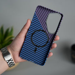 Galaxy S26 Ultra Carbon Fiber Texture Design Hard Pc MagSafe Case Cover BluePurple Design