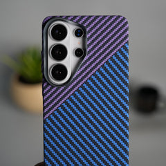 Galaxy S26 Ultra Carbon Fiber Texture Design Hard Pc MagSafe Case Cover BluePurple Design