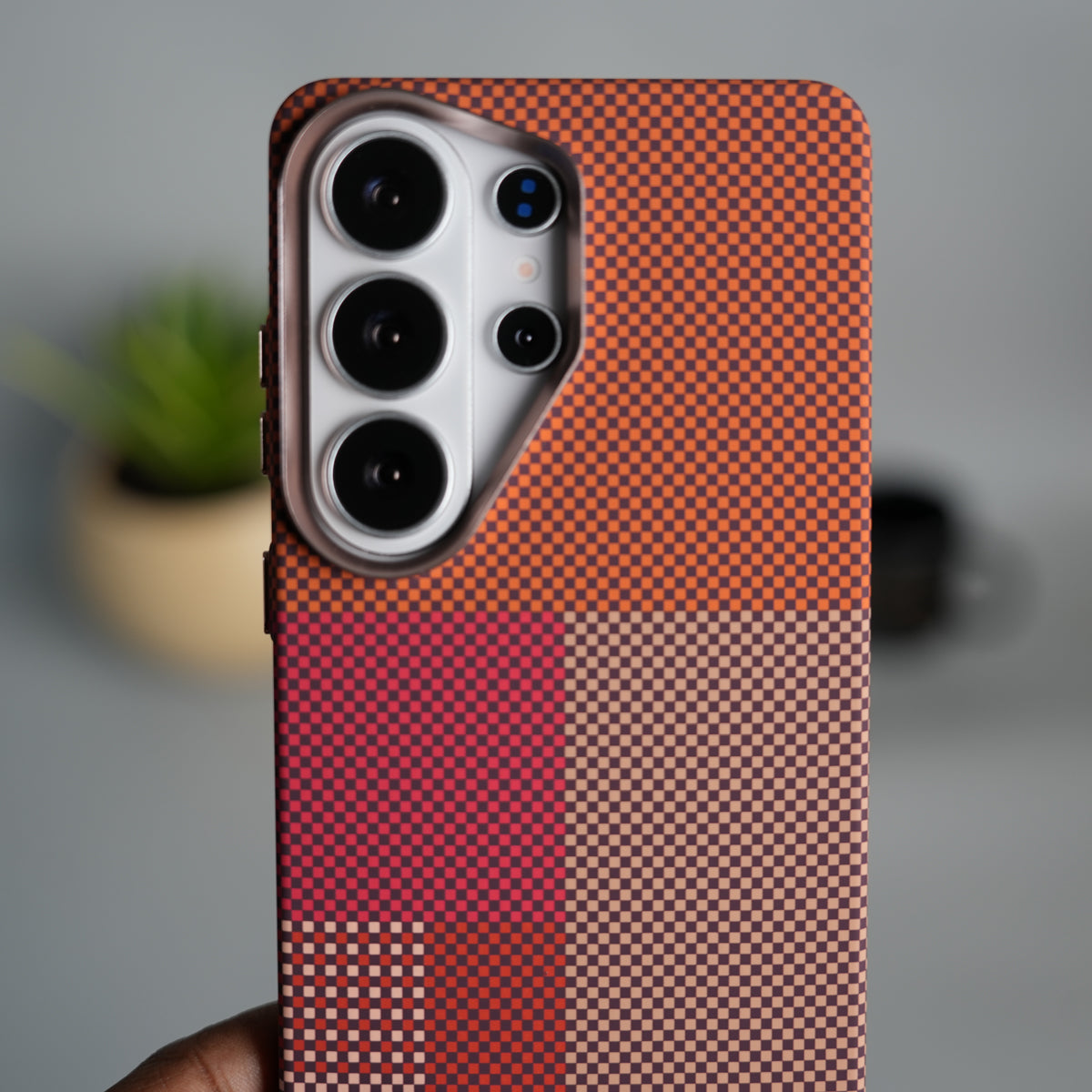 Galaxy S26 Ultra Carbon Fiber Texture Design Hard Pc MagSafe Case Cover OrangeTop Design