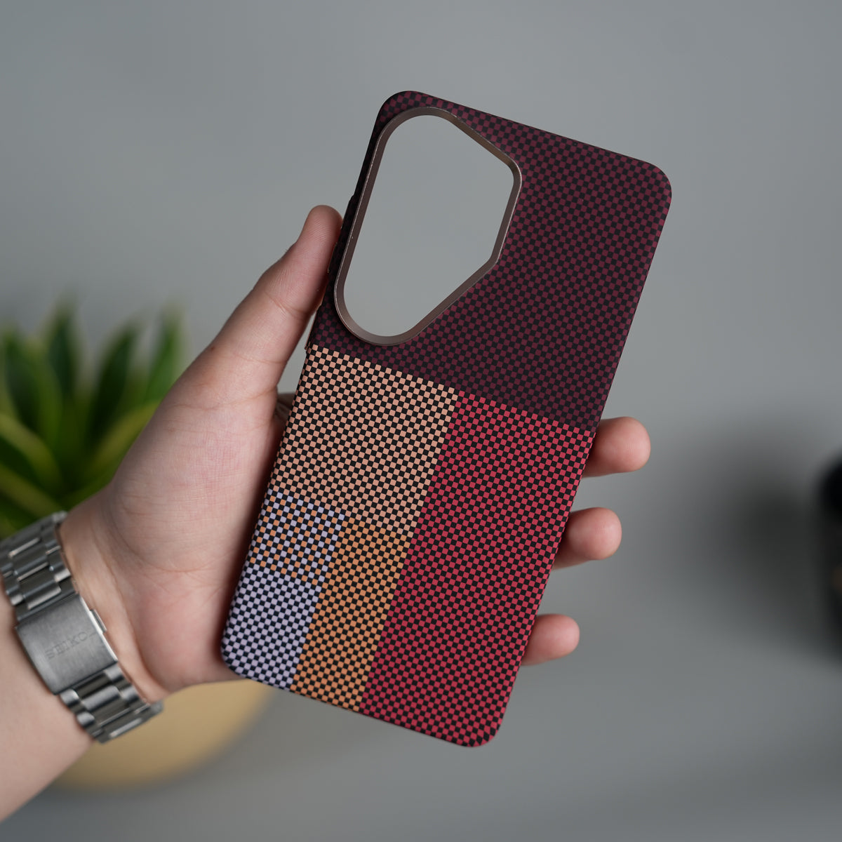 Galaxy S26 Ultra Carbon Fiber Texture Design Hard Pc MagSafe Case Cover MaroonTop Design
