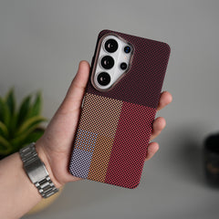 Galaxy S26 Ultra Carbon Fiber Texture Design Hard Pc MagSafe Case Cover MaroonTop Design