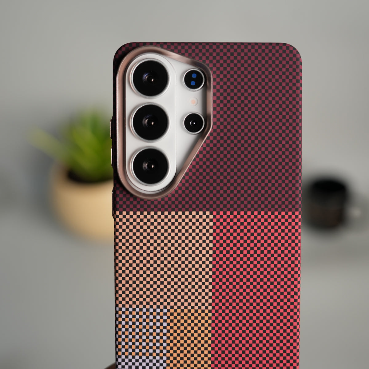 Galaxy S26 Ultra Carbon Fiber Texture Design Hard Pc MagSafe Case Cover MaroonTop Design