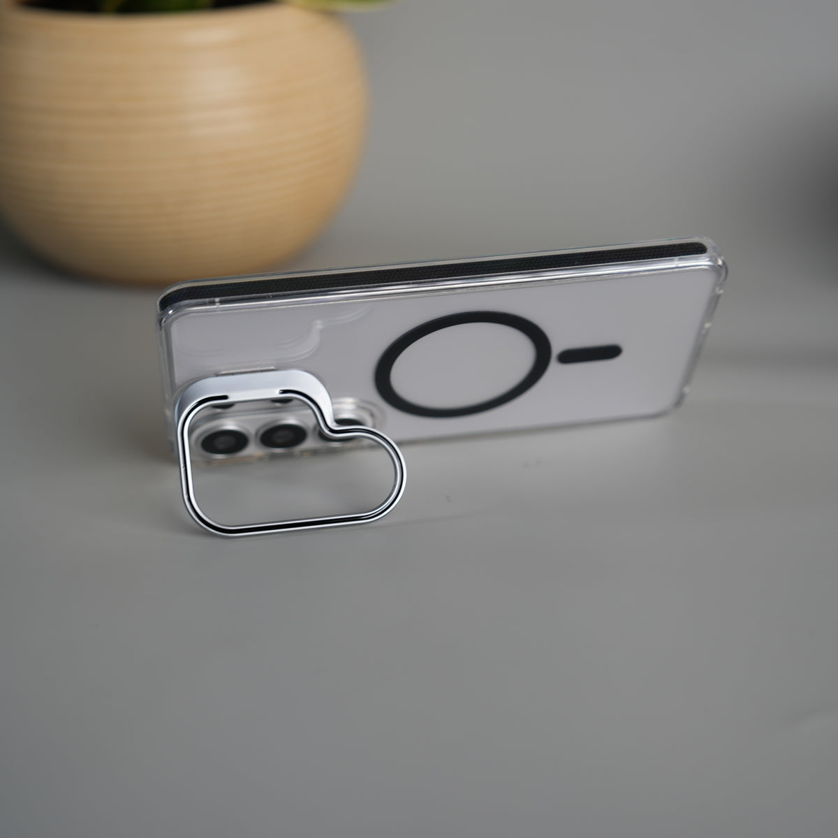 Galaxy S26 Ultra Transparent MagSafe Cover With Metal Camera Bump Kick Stand