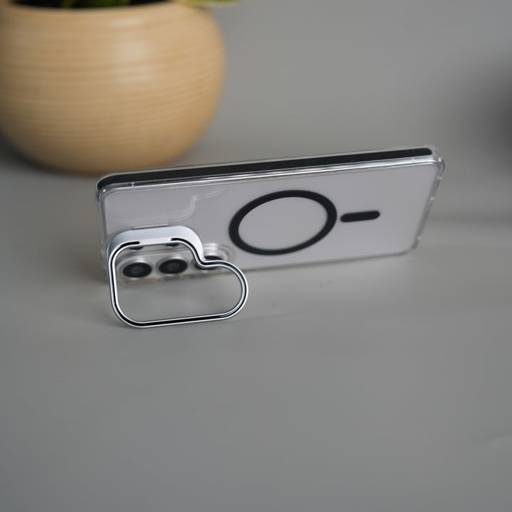 Galaxy S26 Ultra Transparent MagSafe Cover With Metal Camera Bump Kick Stand