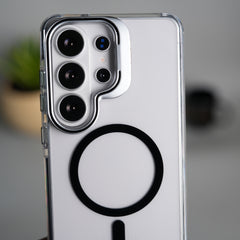 Galaxy S26 Ultra Transparent MagSafe Cover With Metal Camera Bump Kick Stand