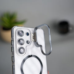 Galaxy S26 Ultra Transparent MagSafe Cover With Metal Camera Bump Kick Stand