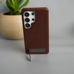 Galaxy S26 Ultra Full PU Leather Inbuilt Metal Stand Case Cover