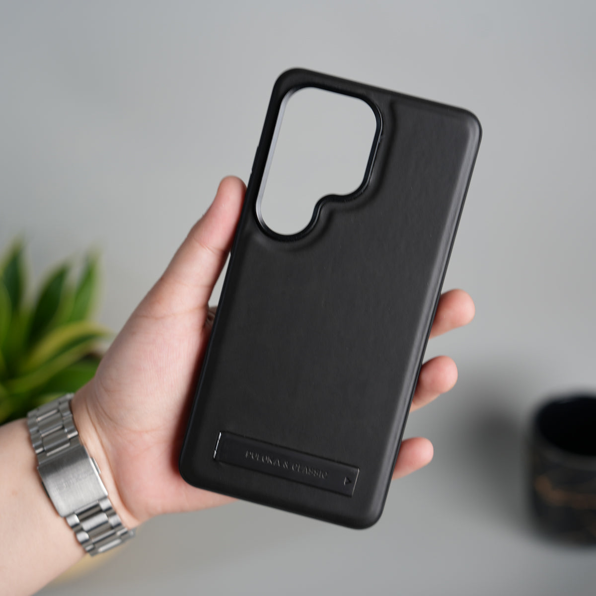 Galaxy S26 Ultra Full PU Leather Inbuilt Metal Stand Case Cover