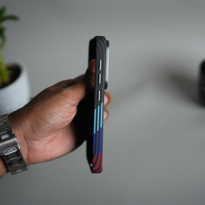 Galaxy S24 Carbon Fiber Texture Design Hard Pc MagSafe Case Cover (Mint Blue Red)