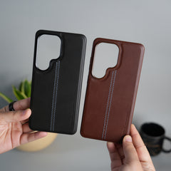 Galaxy S26 Ultra Leather Case | Classic Middle Stitched PU Back Cover