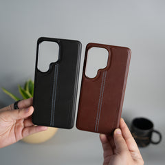 Galaxy S26 Ultra Leather Case | Classic Middle Stitched PU Back Cover