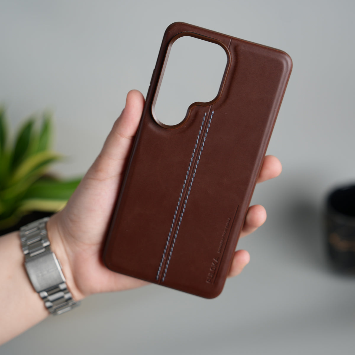 Galaxy S26 Ultra Leather Case | Classic Middle Stitched PU Back Cover