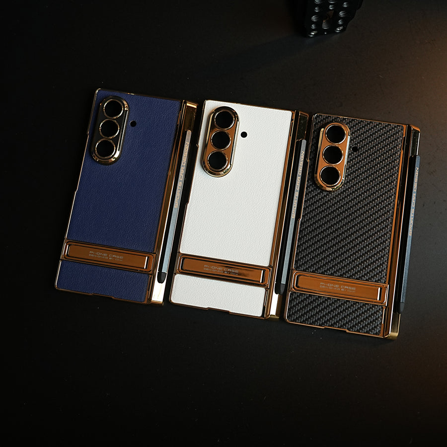 Textured Case with Metallic Stand for Galaxy Z Fold 7 | Protective Front Frame