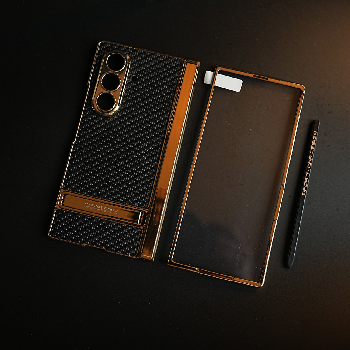 Textured Case with Metallic Stand for Galaxy Z Fold 7 | Protective Front Frame