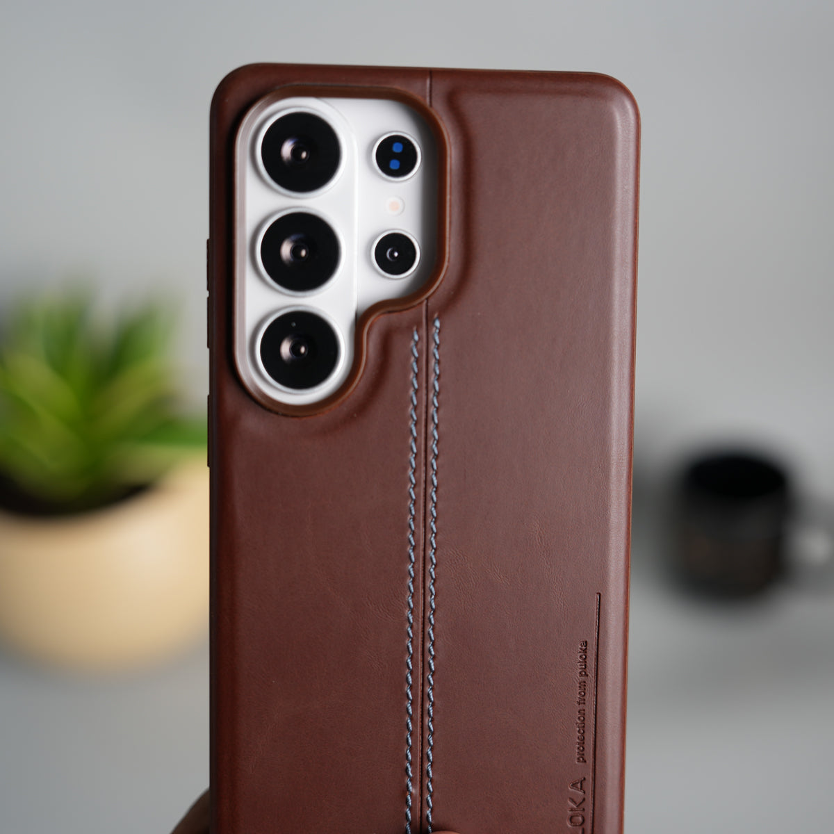 Galaxy S26 Ultra Leather Case | Classic Middle Stitched PU Back Cover