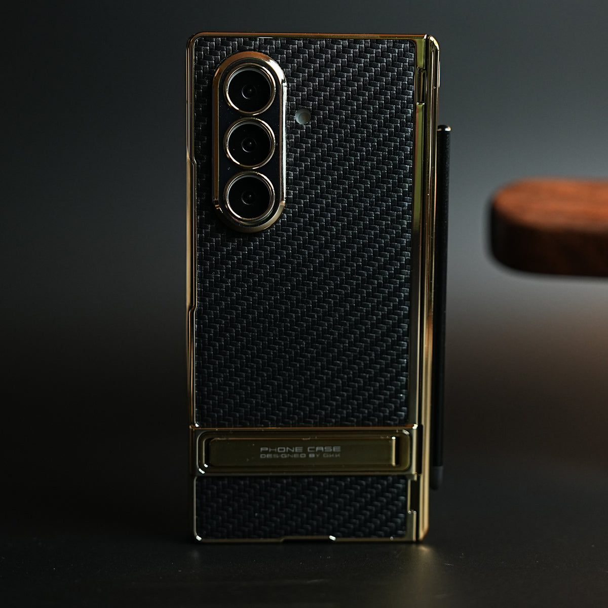 Textured Case with Metallic Stand for Galaxy Z Fold 7 | Protective Front Frame