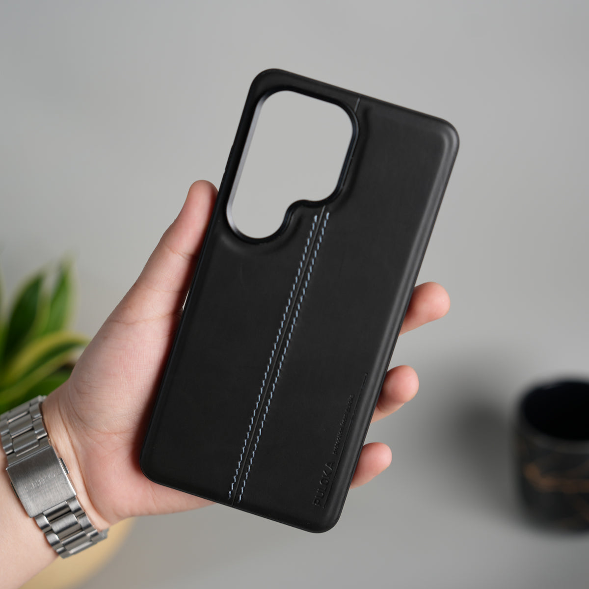 Galaxy S26 Ultra Leather Case | Classic Middle Stitched PU Back Cover
