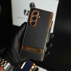 Textured Case with Metallic Stand for Galaxy Z Fold 7 | Protective Front Frame