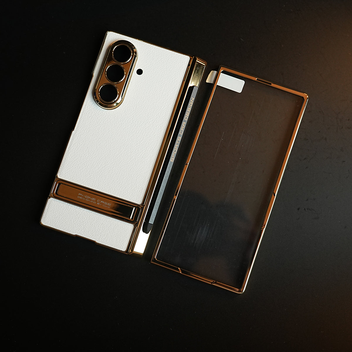 Textured Case with Metallic Stand for Galaxy Z Fold 7 | Protective Front Frame