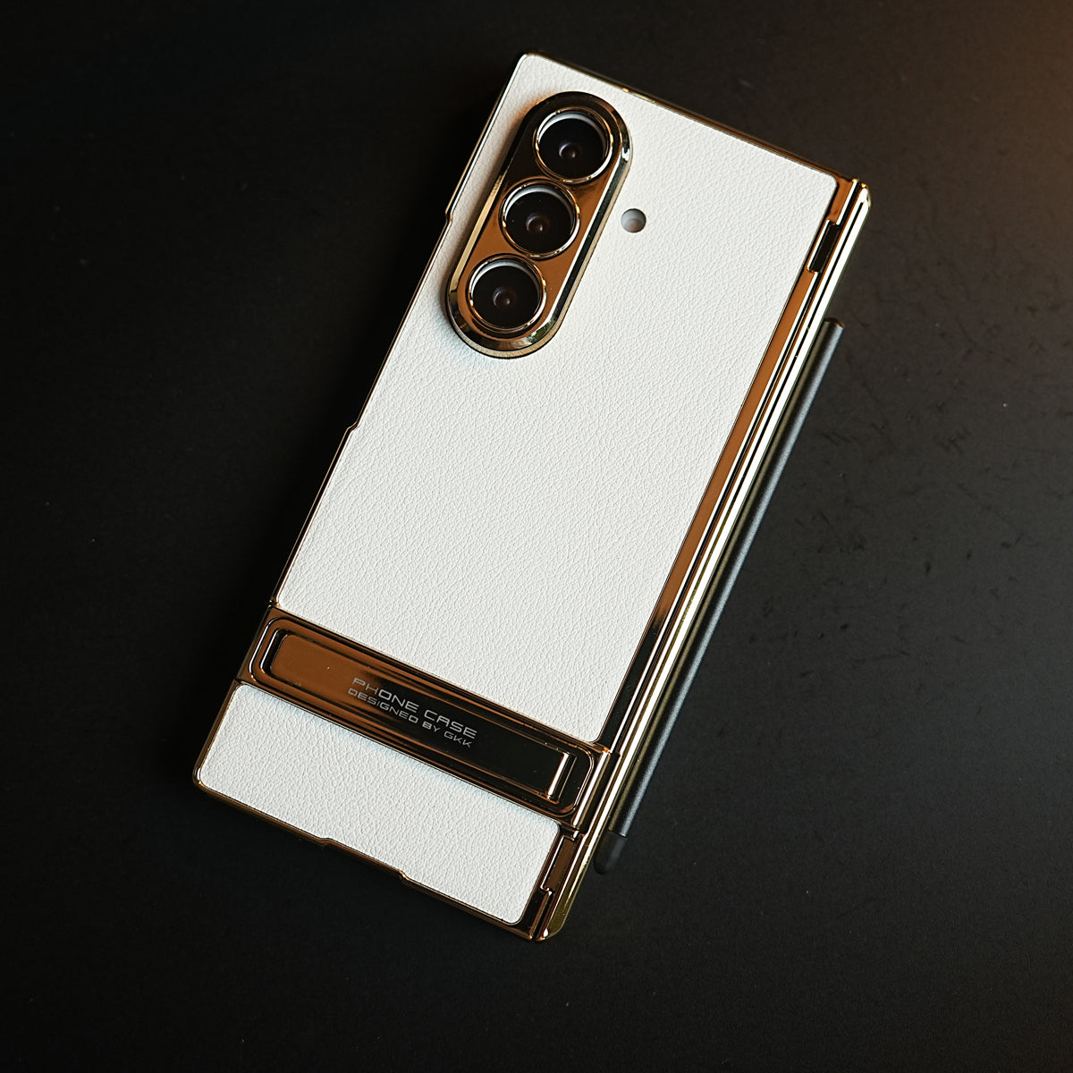 Textured Case with Metallic Stand for Galaxy Z Fold 7 | Protective Front Frame