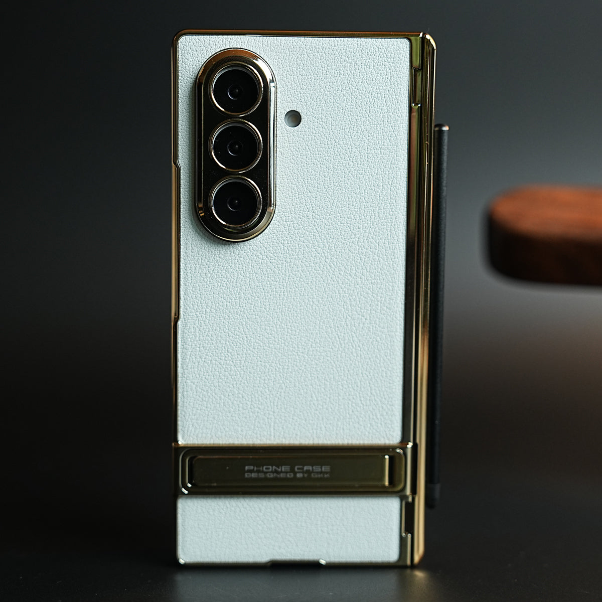 Textured Case with Metallic Stand for Galaxy Z Fold 7 | Protective Front Frame