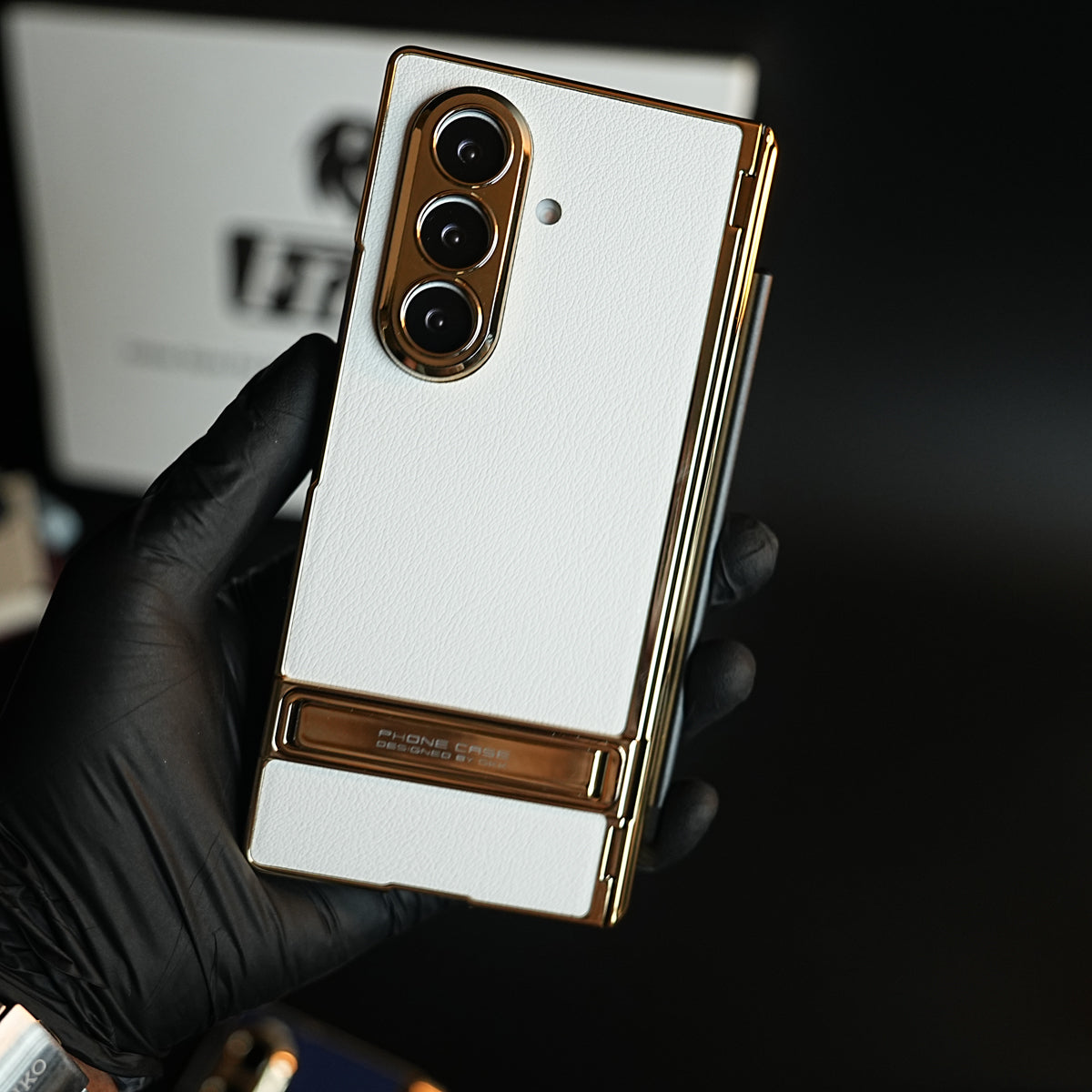 Textured Case with Metallic Stand for Galaxy Z Fold 7 | Protective Front Frame
