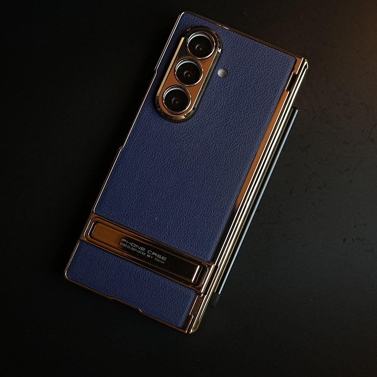 Textured Case with Metallic Stand for Galaxy Z Fold 7 | Protective Front Frame