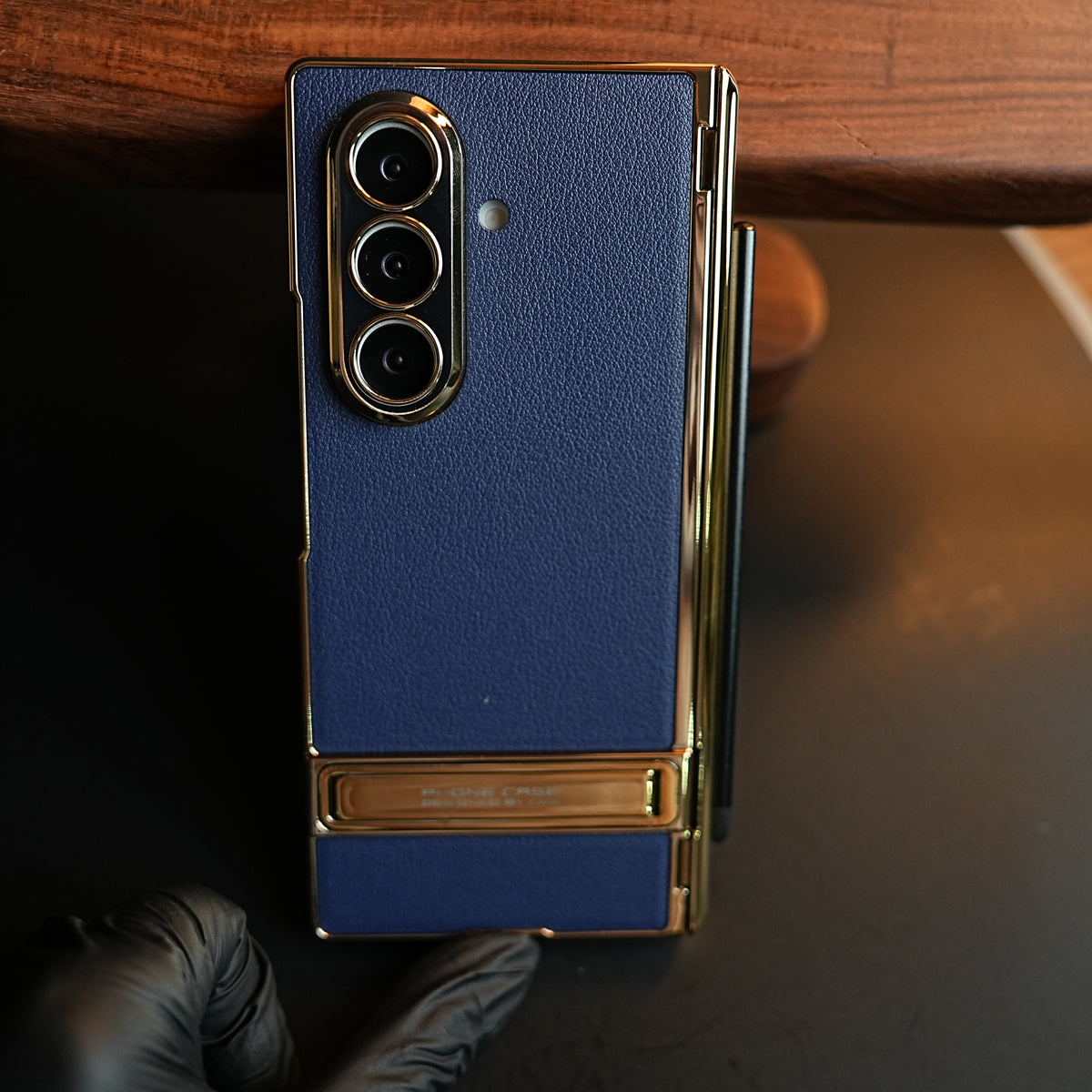 Textured Case with Metallic Stand for Galaxy Z Fold 7 | Protective Front Frame