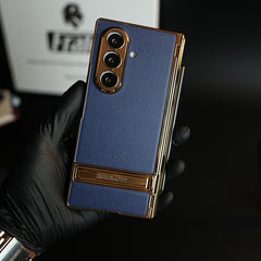 Textured Case with Metallic Stand for Galaxy Z Fold 7 | Protective Front Frame