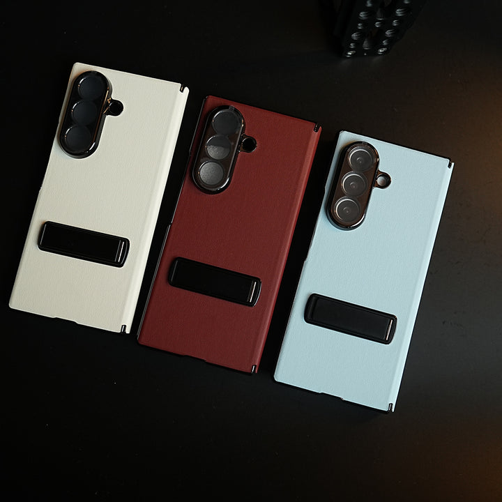Leather Texture Full Cover Case for Galaxy Z Fold 8 Ultra | Built-In Metal Stand