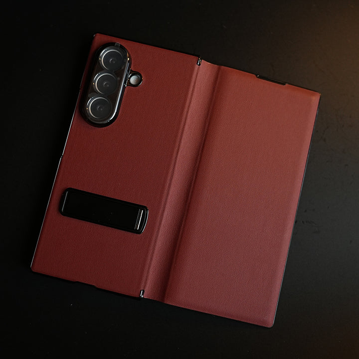 Leather Texture Full Cover Case for Galaxy Z Fold 8 Ultra | Built-In Metal Stand