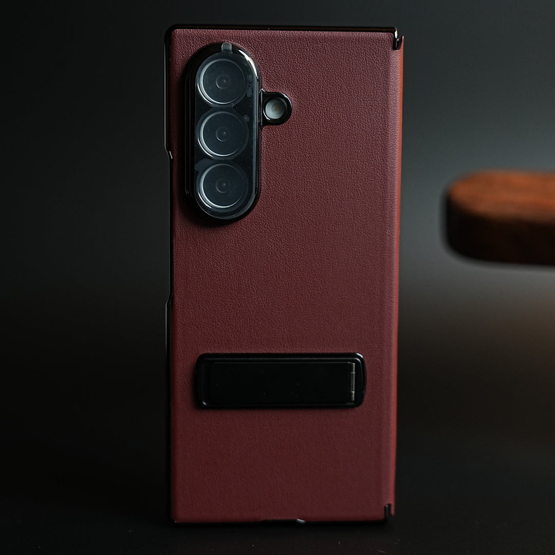 Leather Texture Full Cover Case for Galaxy Z Fold 8 Ultra | Built-In Metal Stand