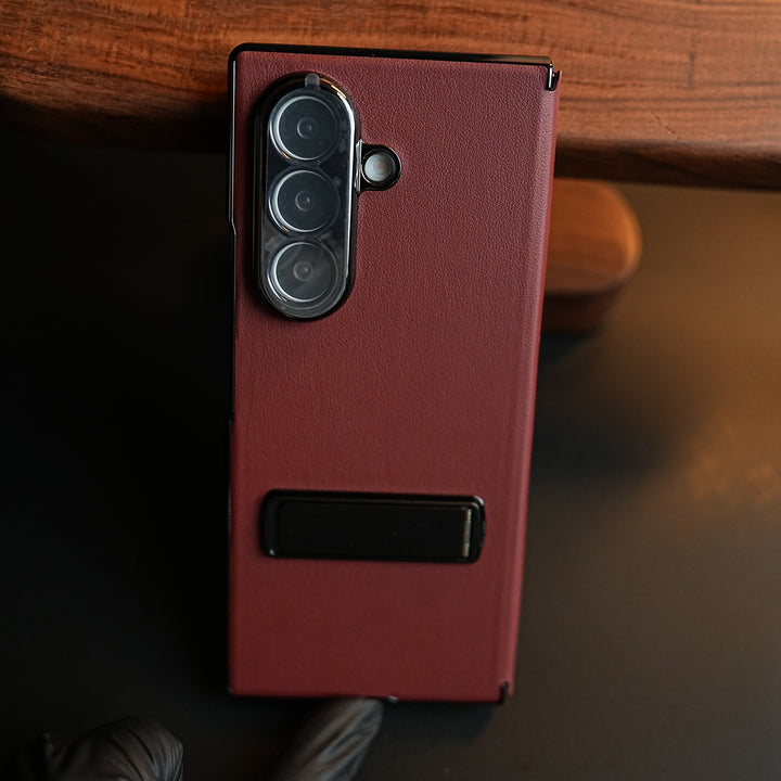 Leather Texture Full Cover Case for Galaxy Z Fold 8 Ultra | Built-In Metal Stand