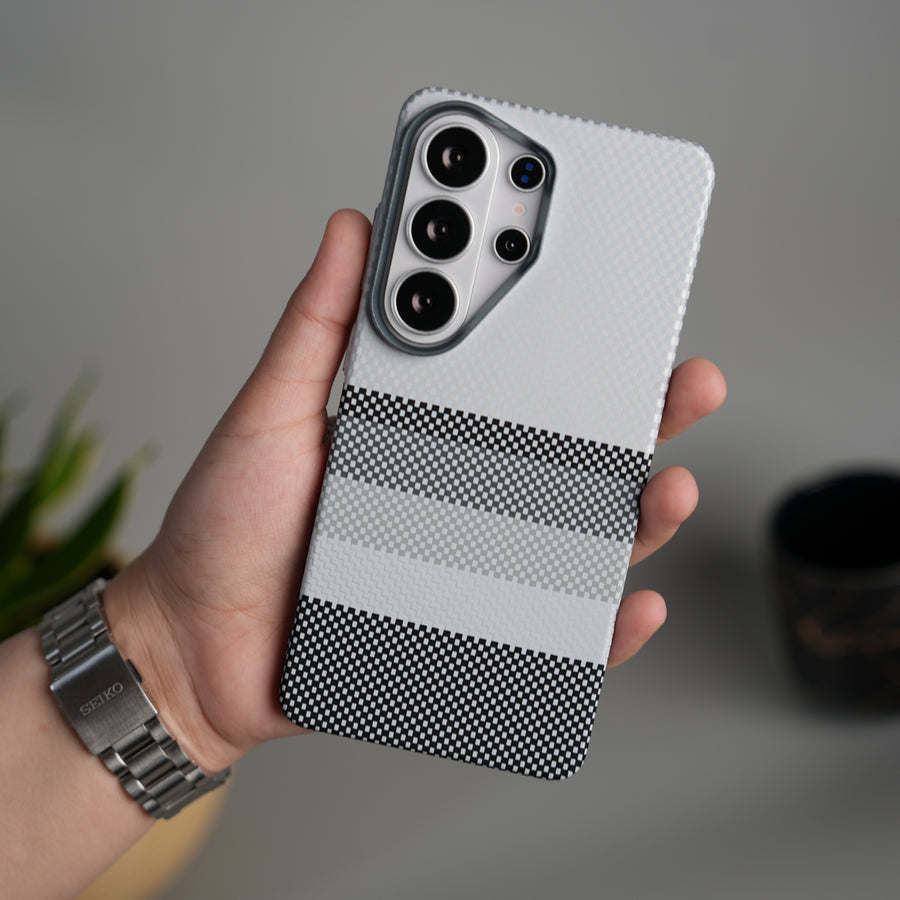 Galaxy S26 Ultra Carbon Fiber Texture Design Hard Pc MagSafe Case Cover GrayBlackLine Design